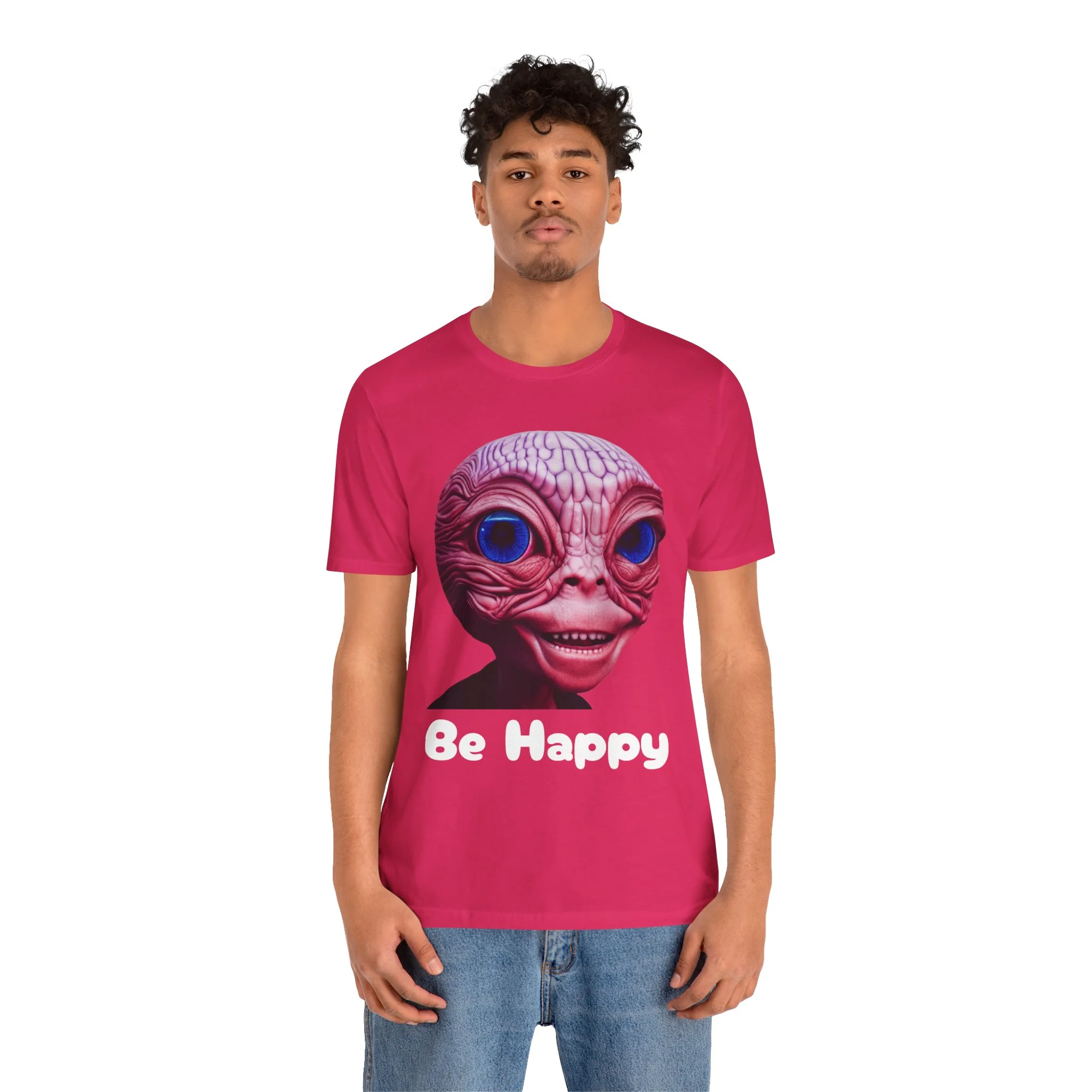 Be Happy - Alien Attitudes Unisex Short-Sleeve Tee - Image 128