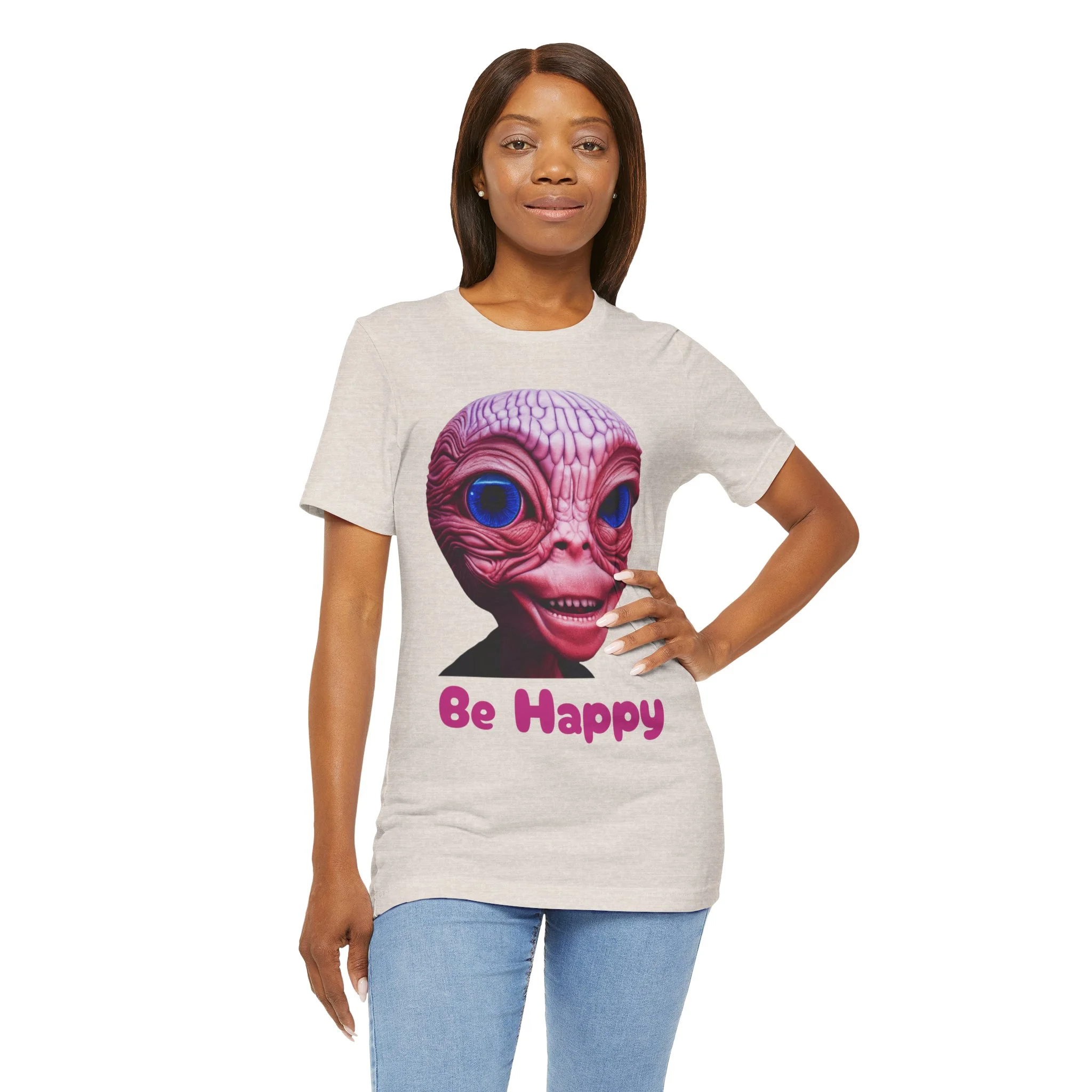 Be Happy - Alien Attitudes Unisex Short-Sleeve Tee - Image 80