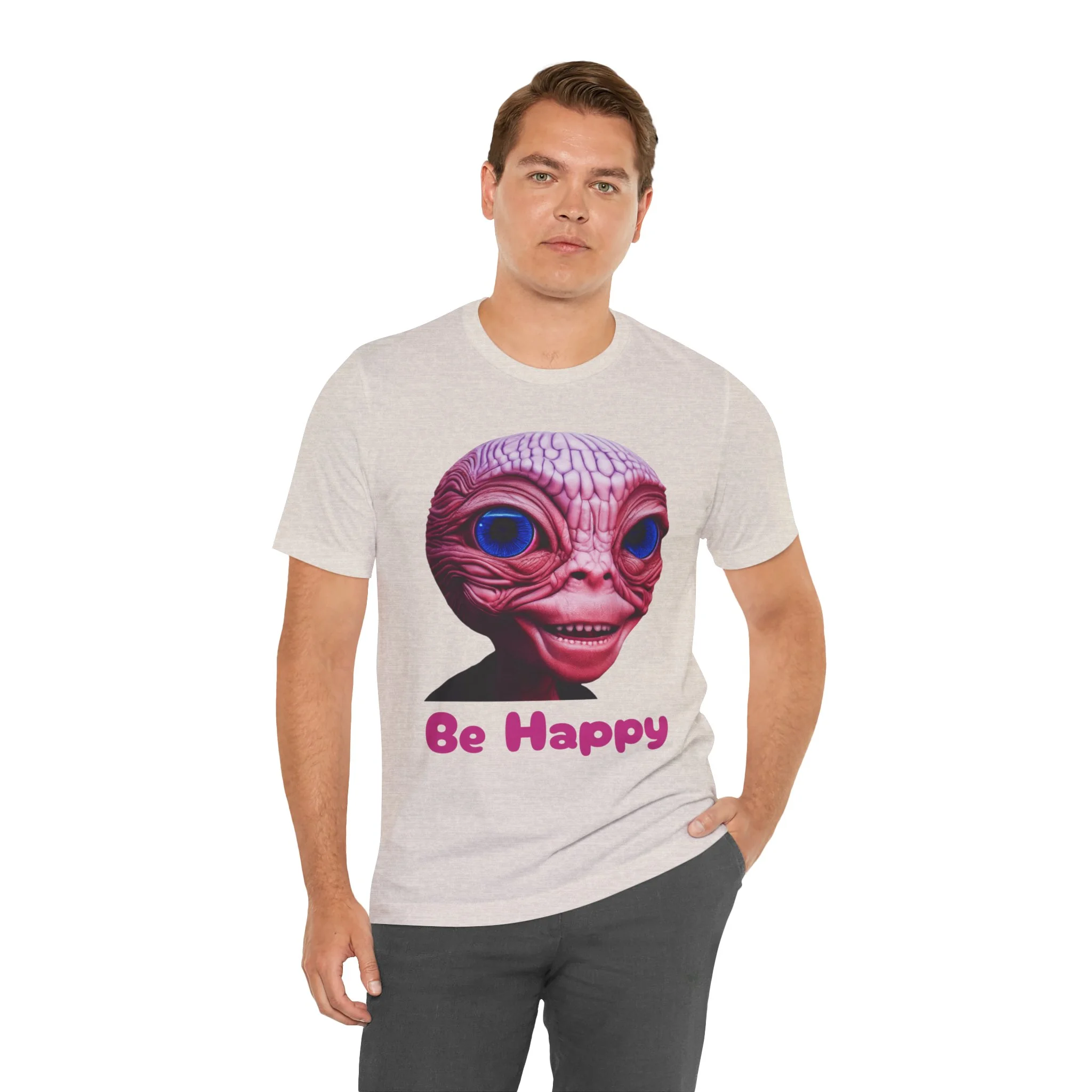 Be Happy - Alien Attitudes Unisex Short-Sleeve Tee - Image 72