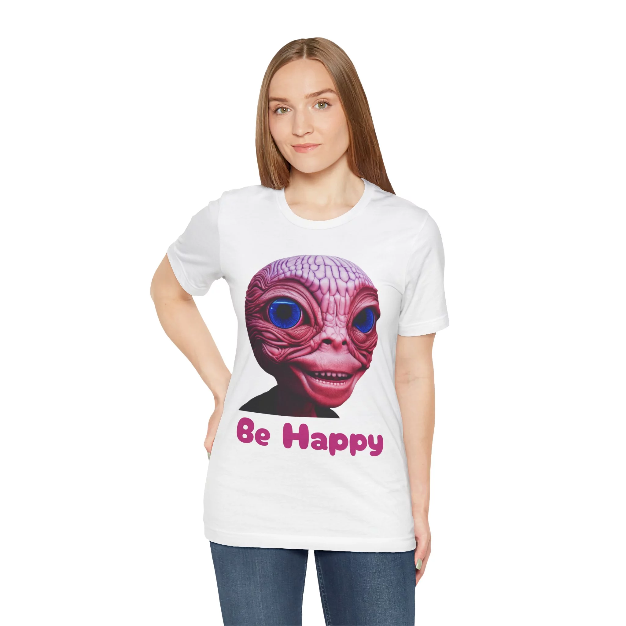 Be Happy - Alien Attitudes Unisex Short-Sleeve Tee - Image 13