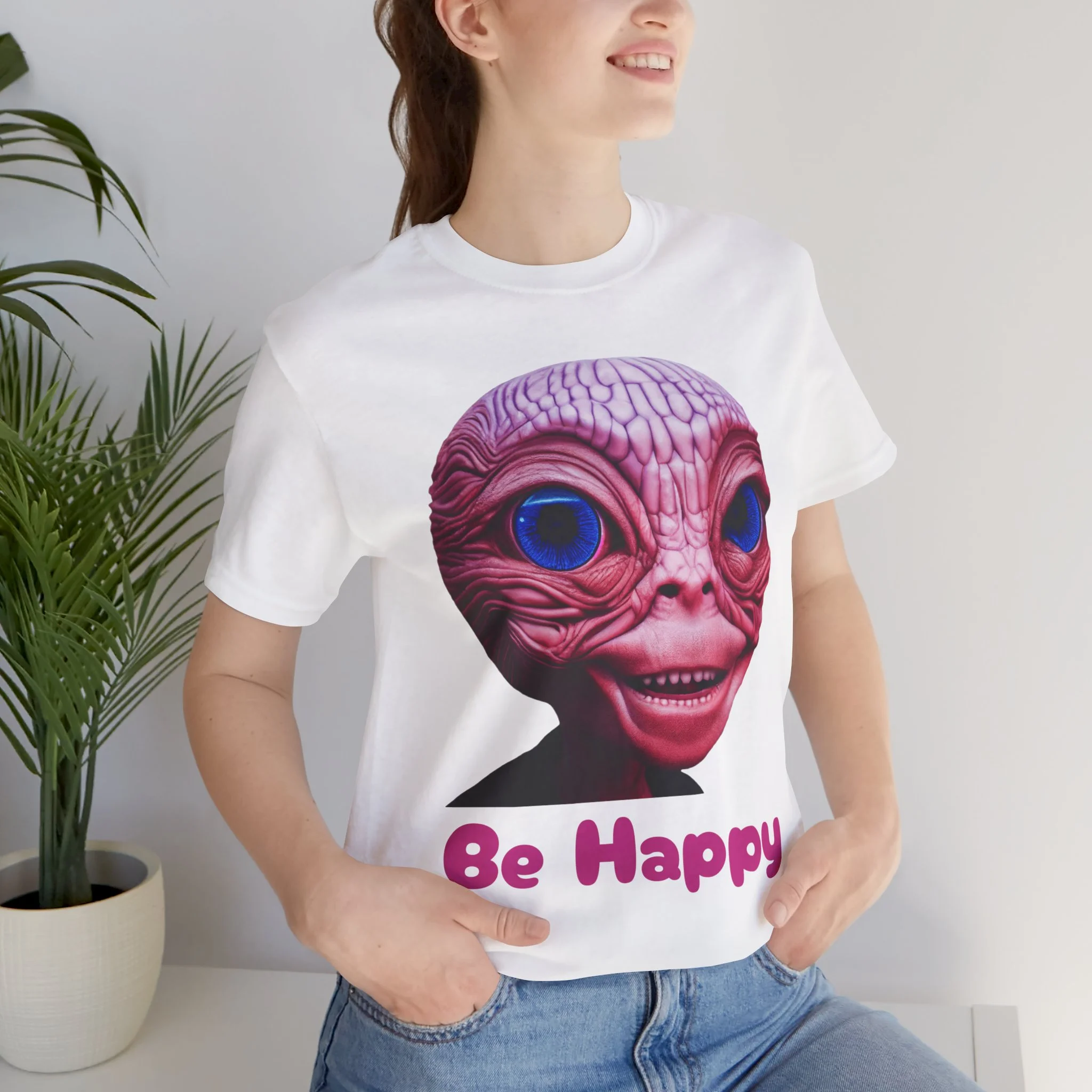 Be Happy - Alien Attitudes Unisex Short-Sleeve Tee - Image 24